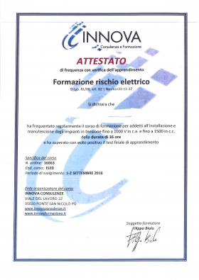 Formazione Rischio Elettrico - BARZON & DAINESE IMPIANTI srl